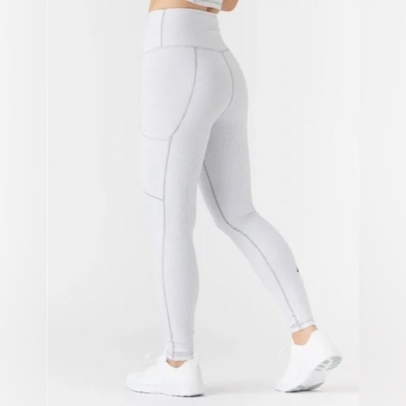 Glyder Pants - Glyder Peak High Rise Pocket Leggings Granite Stripe White Gray Small S